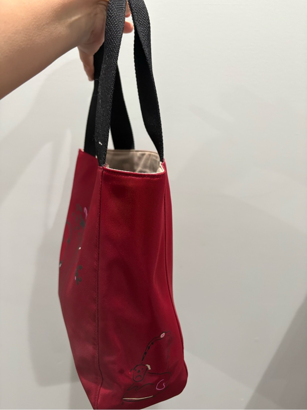 Kate Spade Maira Kalman Tote Handbag Red Darling Dog Canvas Zip Purse Medium - Picture 5 of 7